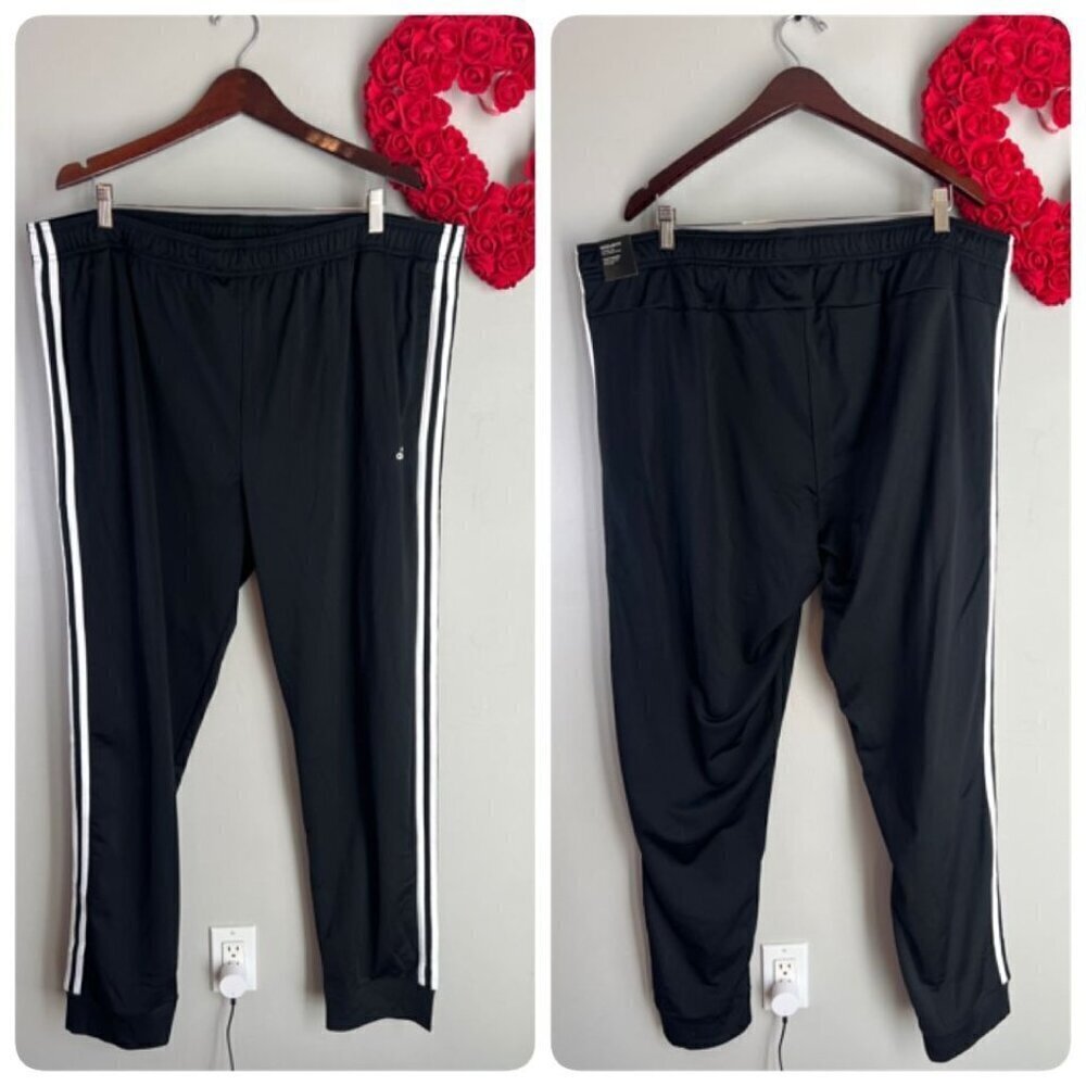 Adidas Mens 3XLT Essentials Warm-Up Tapered 3-Stripes Track Pants Black H46105